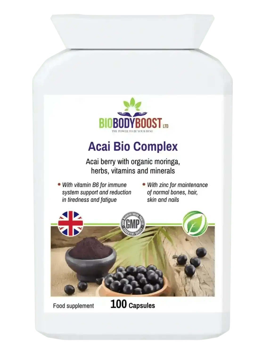 Acai Bio Complex antioxidant supplement UK with vitamin B6 and biotin
