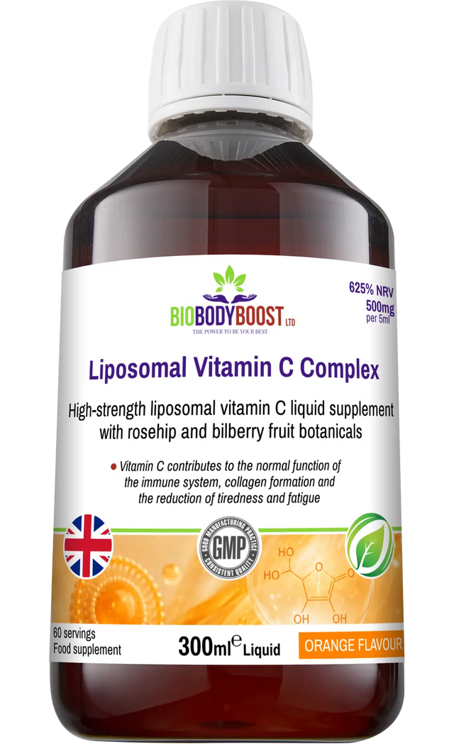Liposomal vitamin C UK bioavailability skin collagen halal guide BioBodyBoost