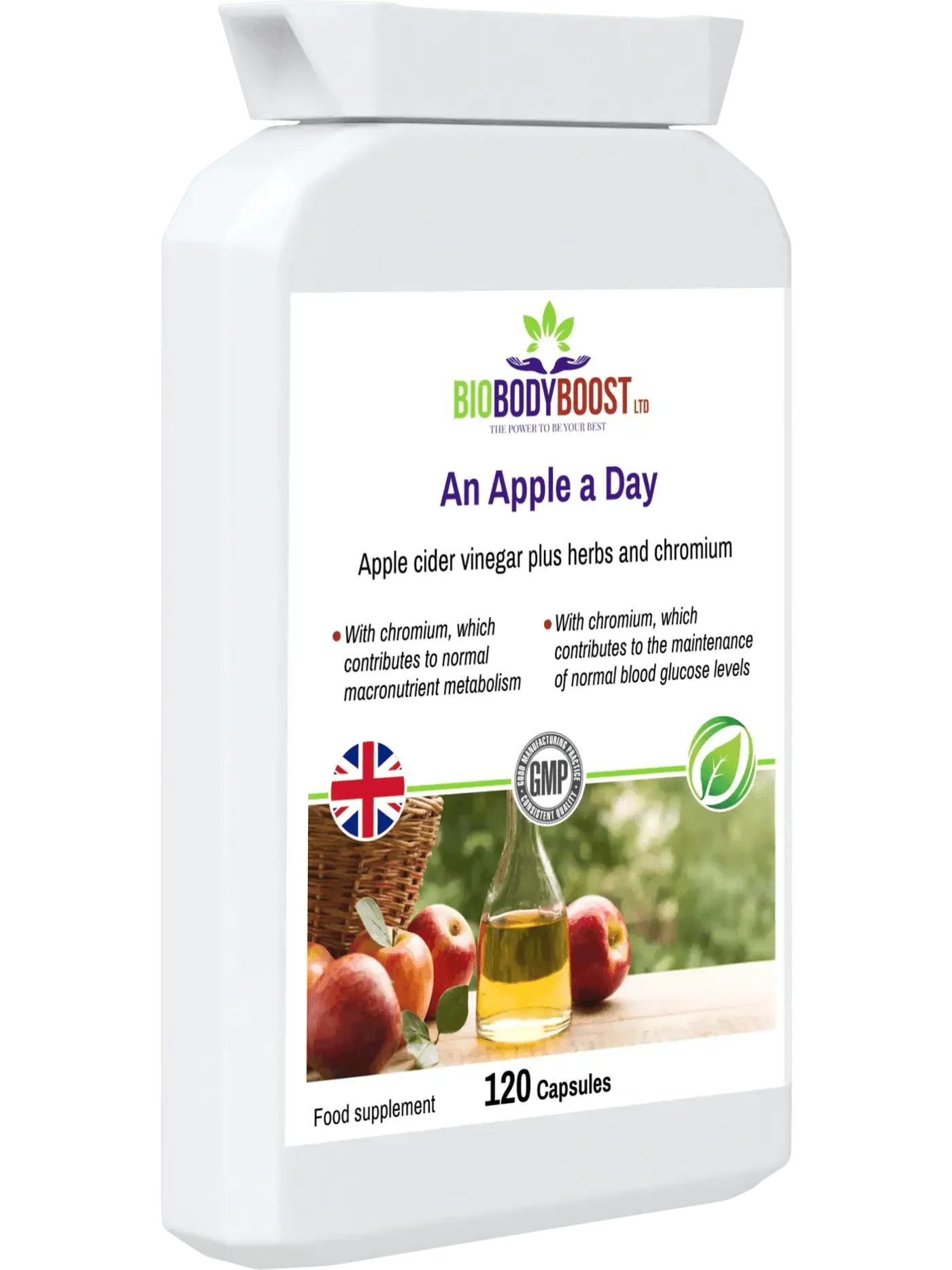 BioBodyBoost Apple Cider Vinegar Capsules with Herbs and Chromium for Metabolism Support