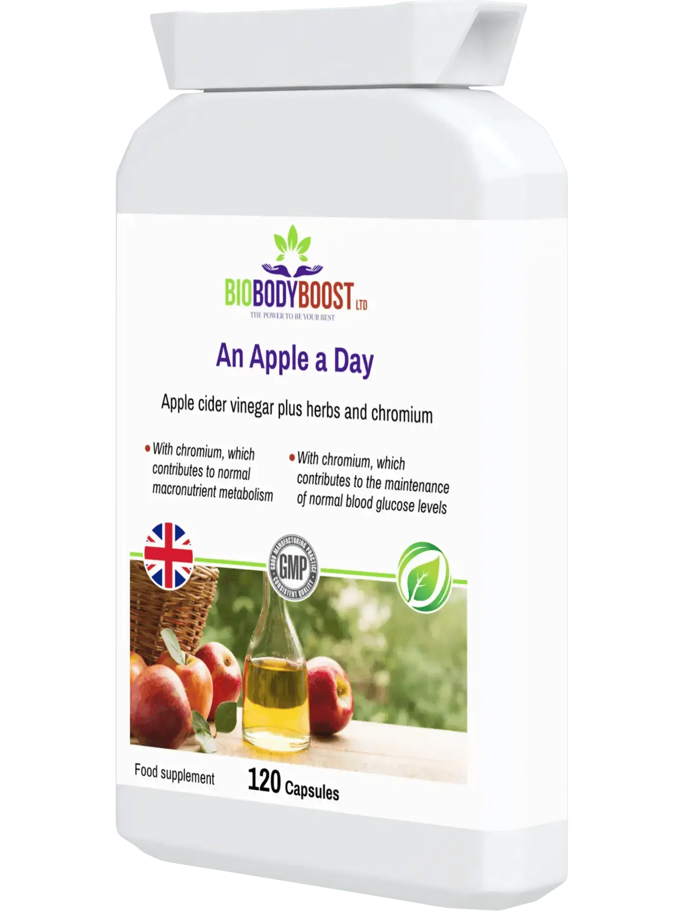 BioBodyBoost apple cider vinegar capsules with herbs and chromium for macronutrient metabolism