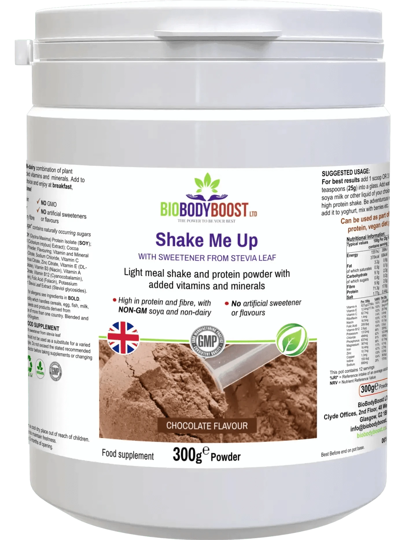 BioBodyBoost Diet Protein Shakes Shake Me Up Vegan Chocolate Meal Shake for Wellness