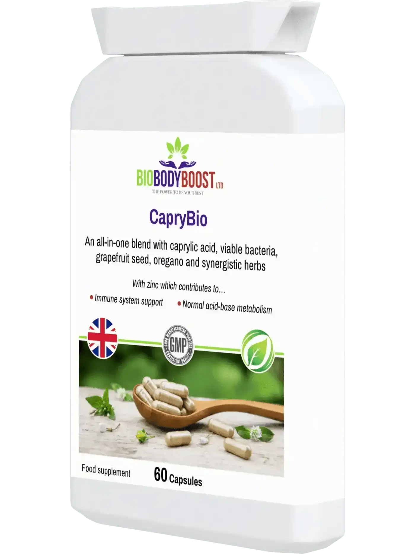 BioBodyBoost Digestive Supplements CapryBio - Antifungal Caprylic Acid Capsules for Digestive Health