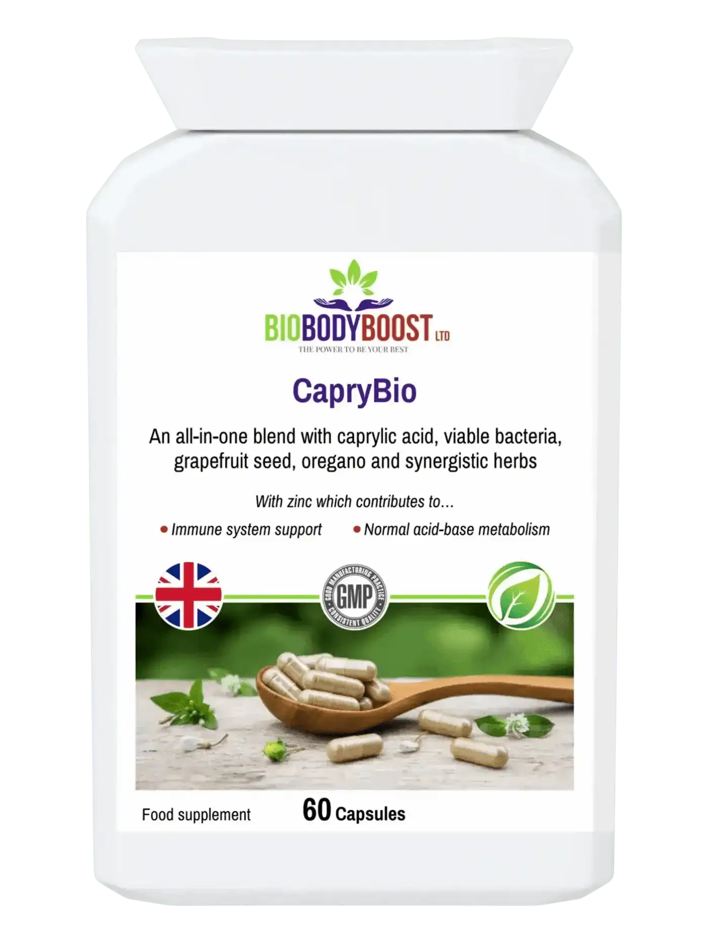BioBodyBoost Digestive Supplements CapryBio - Antifungal Caprylic Acid Capsules for Digestive Health