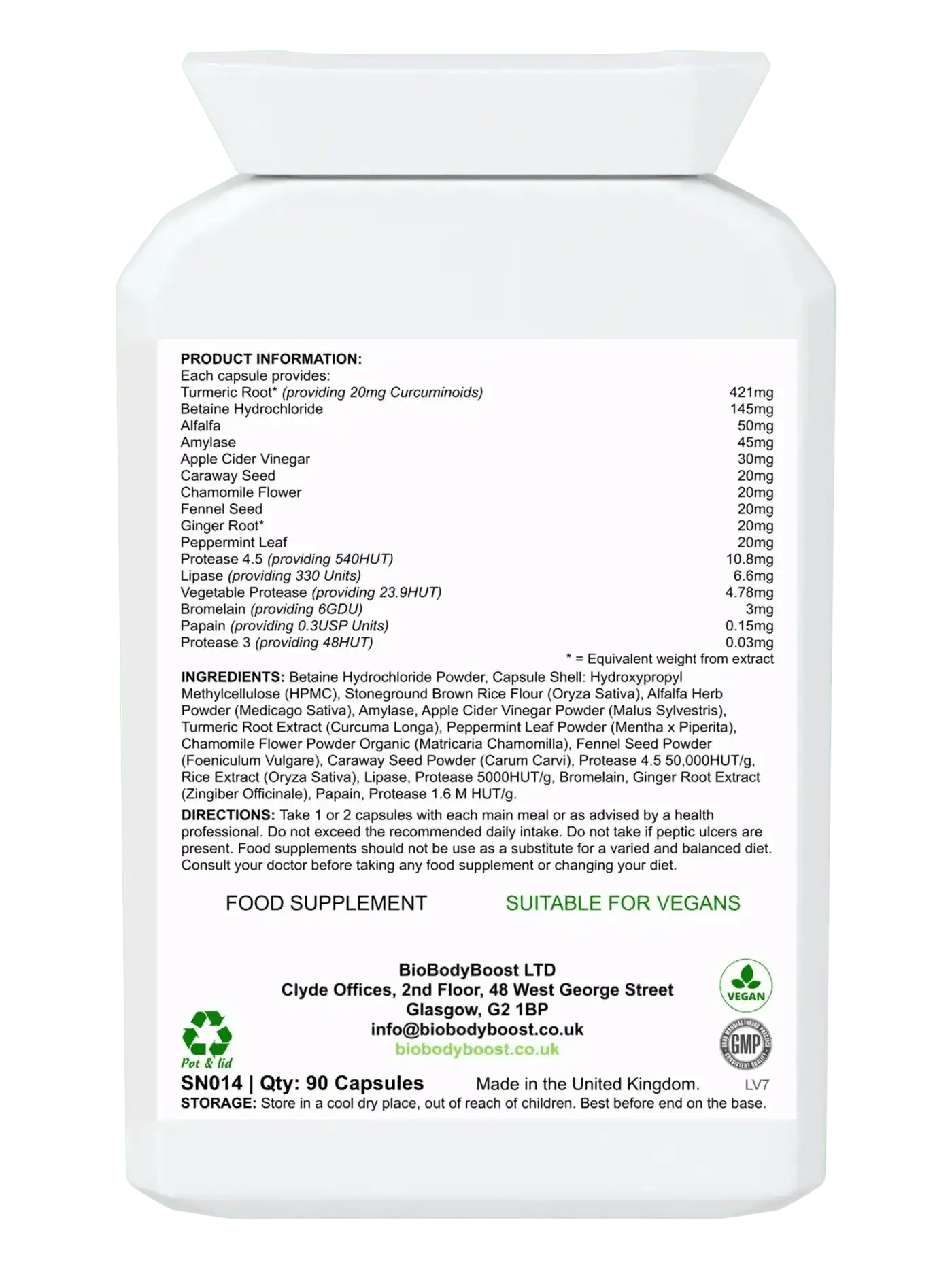 BioBodyBoost Digestive Supplements EnzymeXtreme - Plant Derived Digestive Enzymes