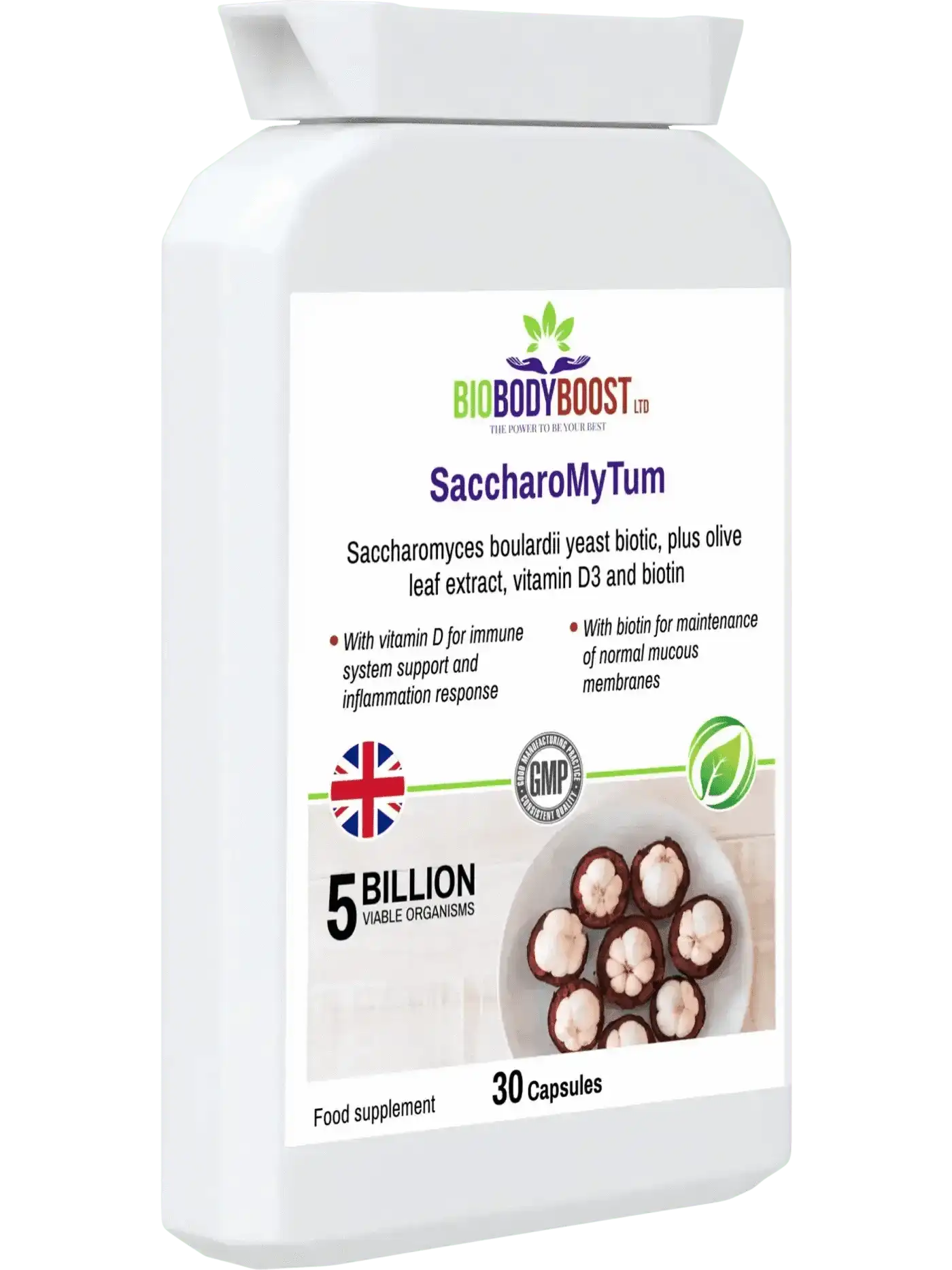 BioBodyBoost Digestive Supplements SaccharoMyTum - Saccharomyces Boulardii & Vitamin D3