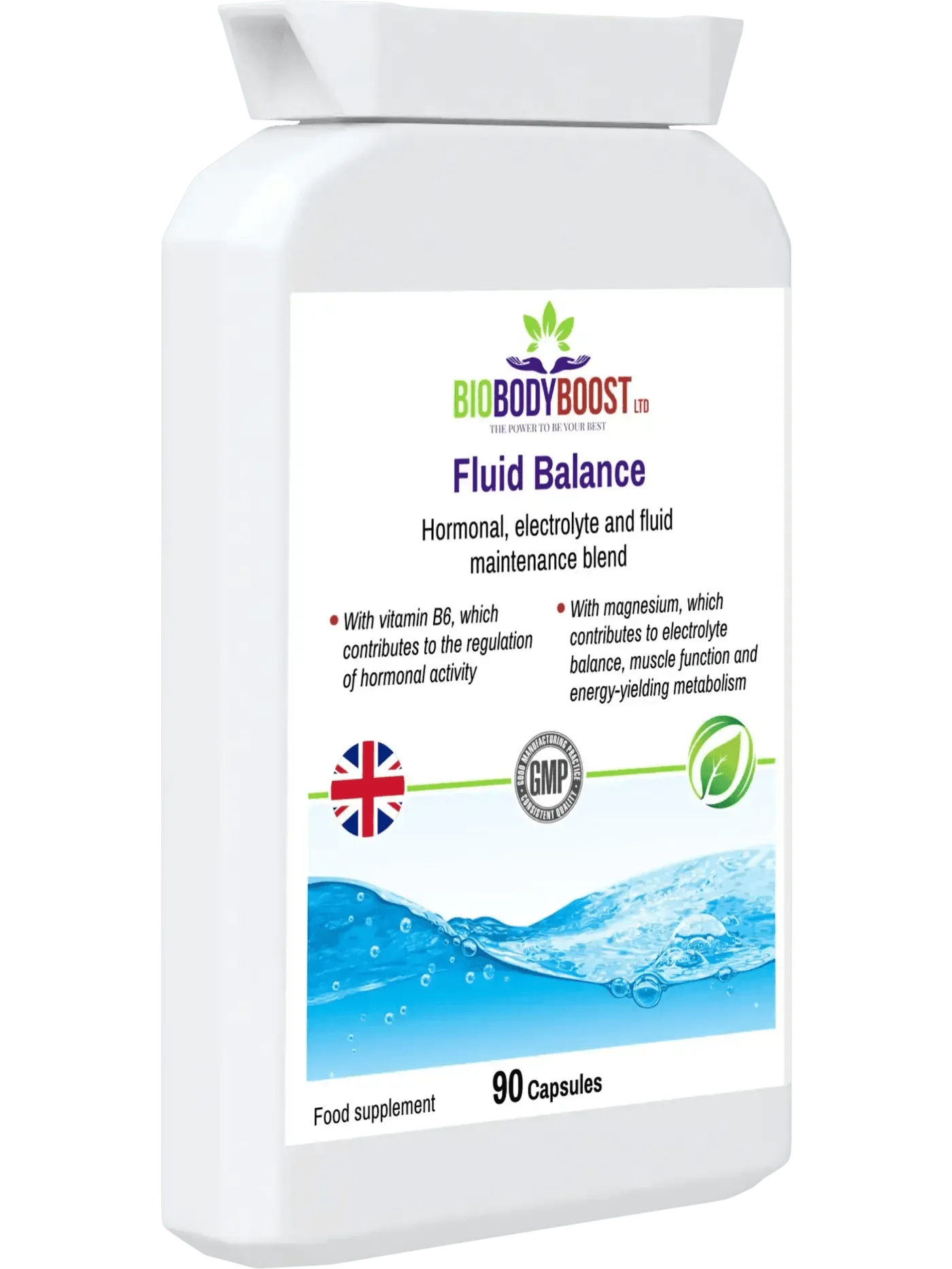 BioBodyBoost Fluid Balance Capsules for hormonal, electrolyte water retention and fluid maintenance with vitamins and magnesium
