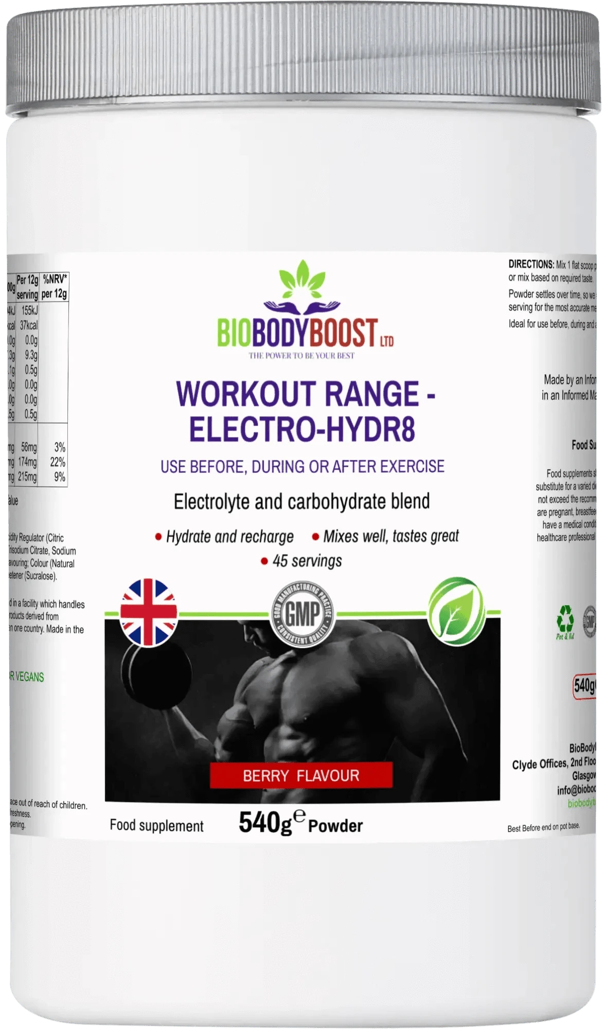 BioBodyBoost Electrolytes Electro-Hidr8 - Electrolyte Drink Mix Berry