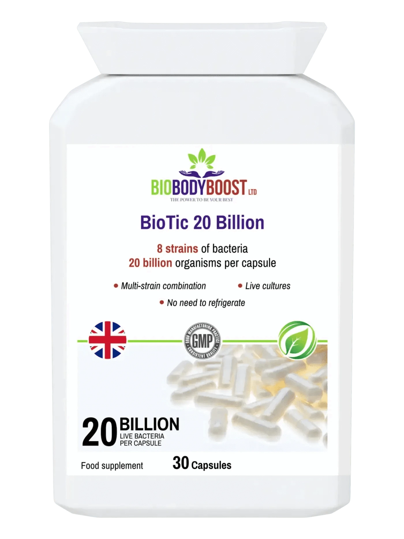 BioBodyBoost Food Supplement BioBodyBoost Vegan Probiotic - 20 Billion Live Cultures