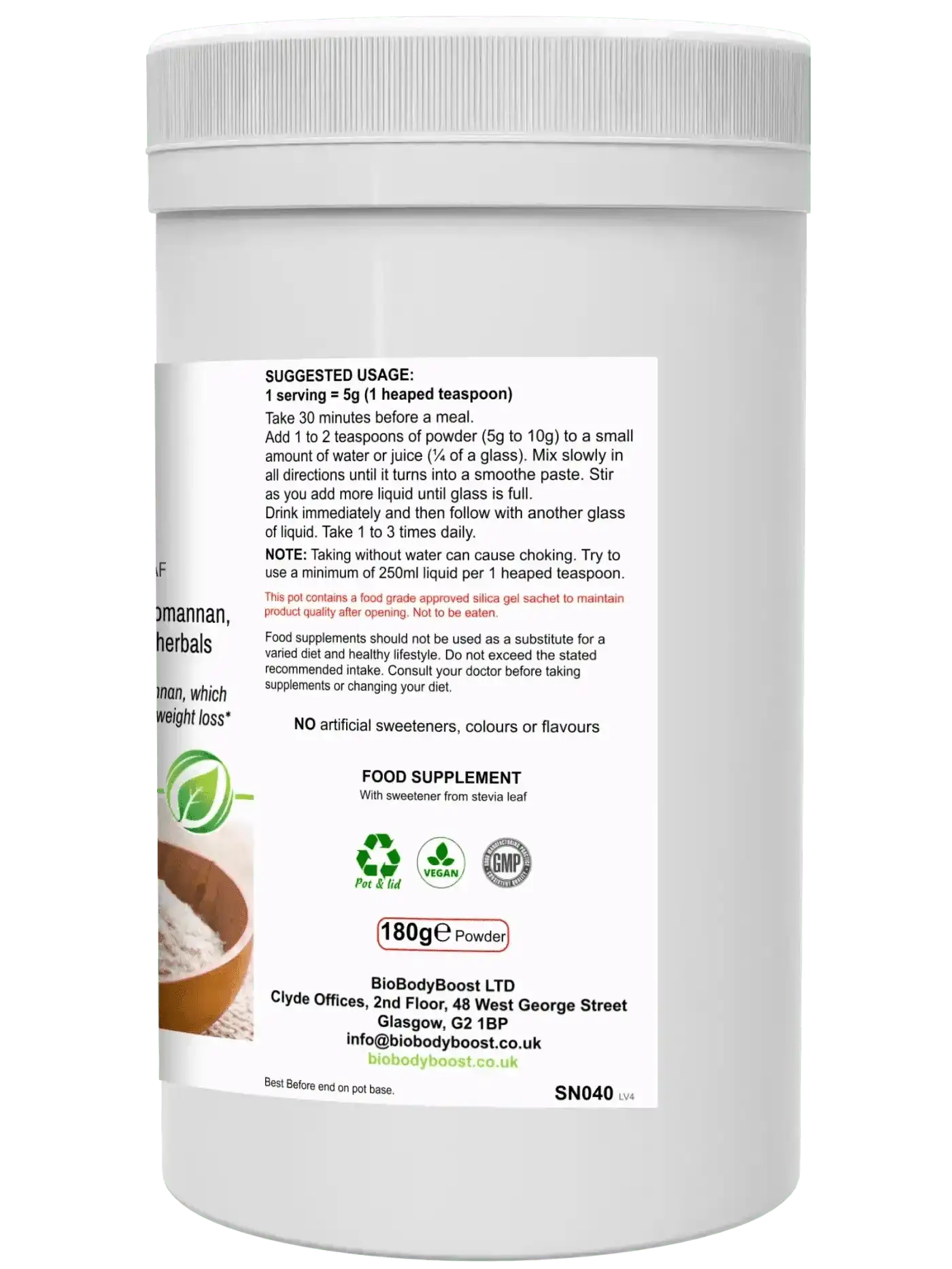 BioBodyBoost Food Supplement BioSlim - Psyllium Husks Dietary Fibre