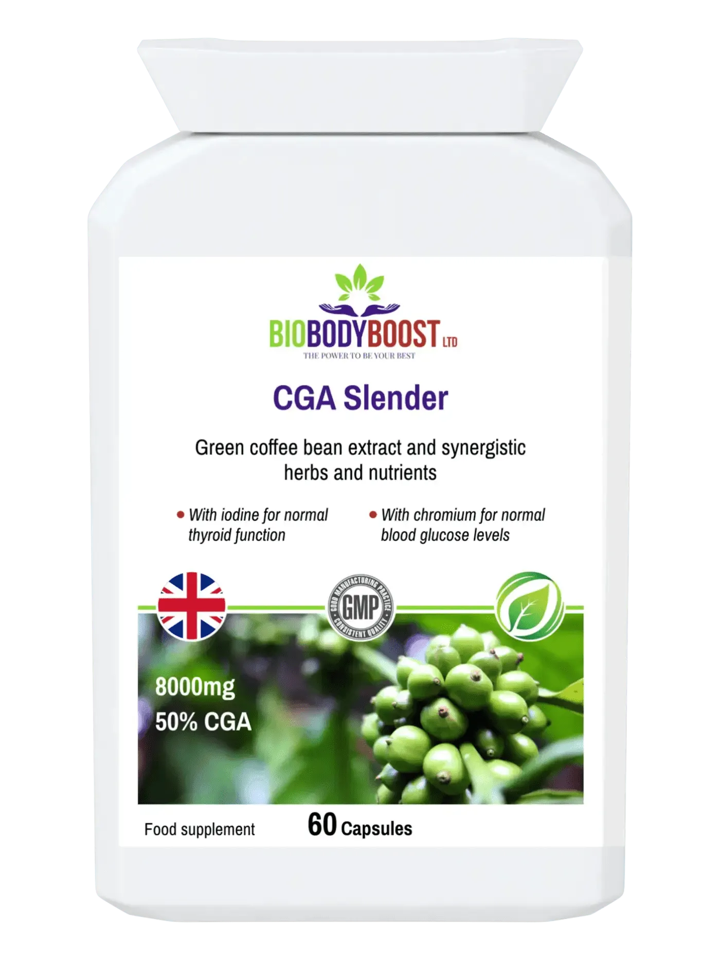 BioBodyBoost Green Coffee 8000 Digestive Supplements with 8000mg and 60 capsules for normal thyroid function