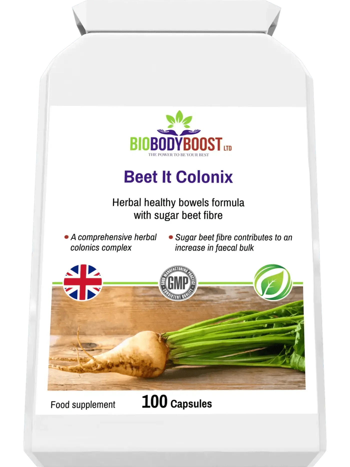 BioBodyBoost Herbal Colon Cleanse Beet It Colonix in 100 Capsules for healthy digestion