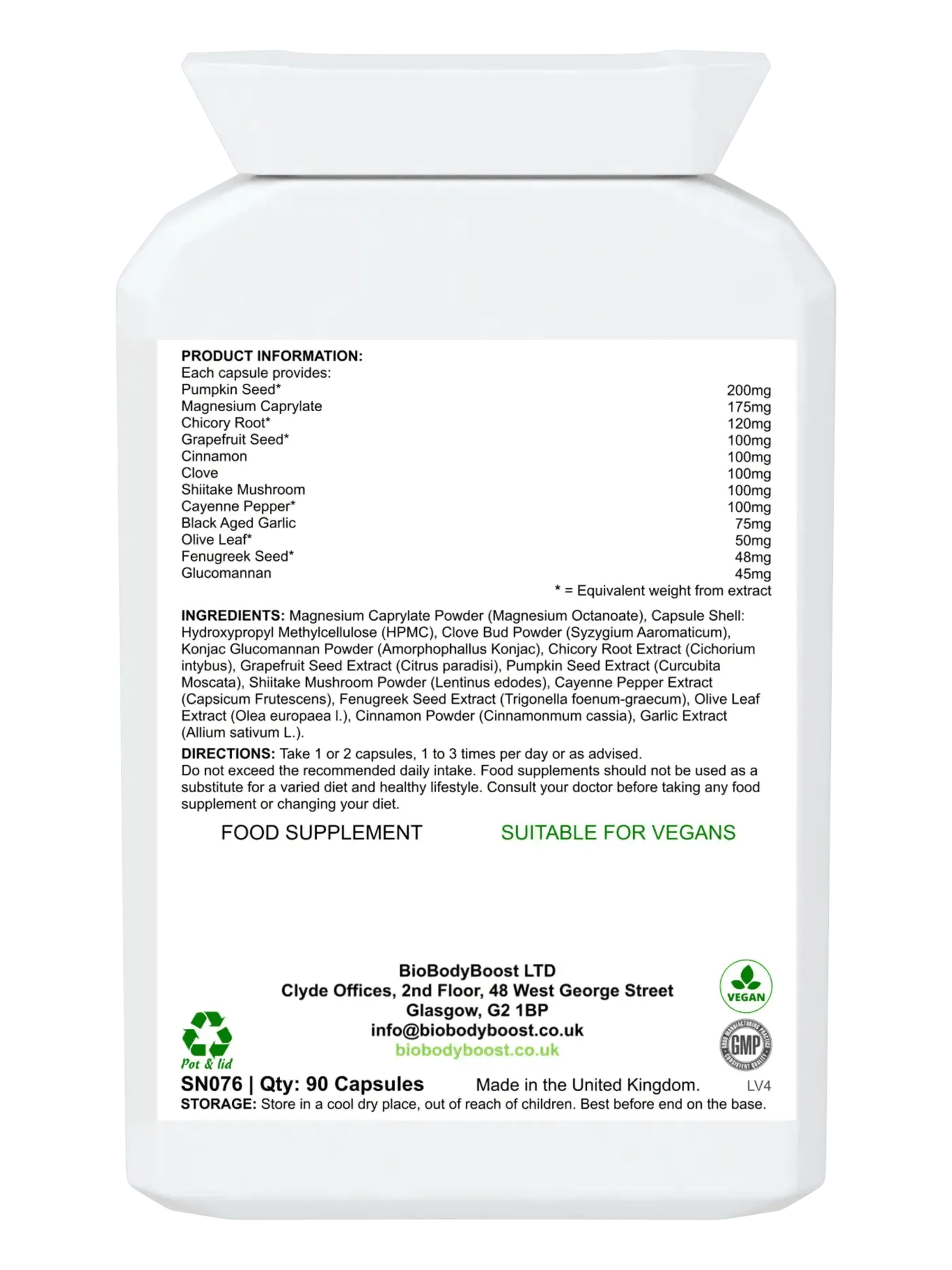 BioBodyBoost Herbal Gut Detox Digestive Supplements with 90 vegan capsules for digestive health