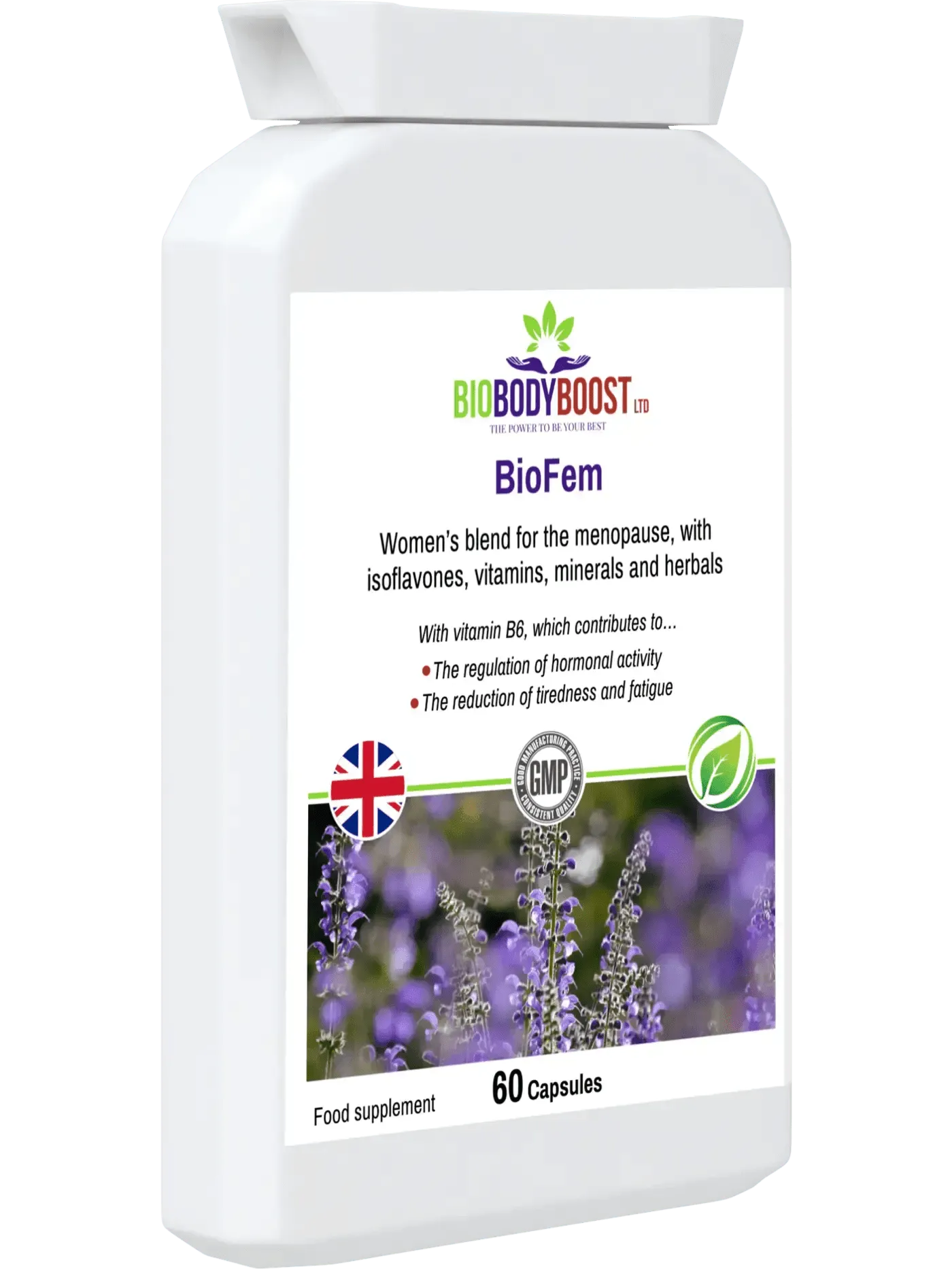 BioBodyBoost BioFem Herbal Menopause Supplement with Vitamins and Herbal Ingredients in 60 Capsules