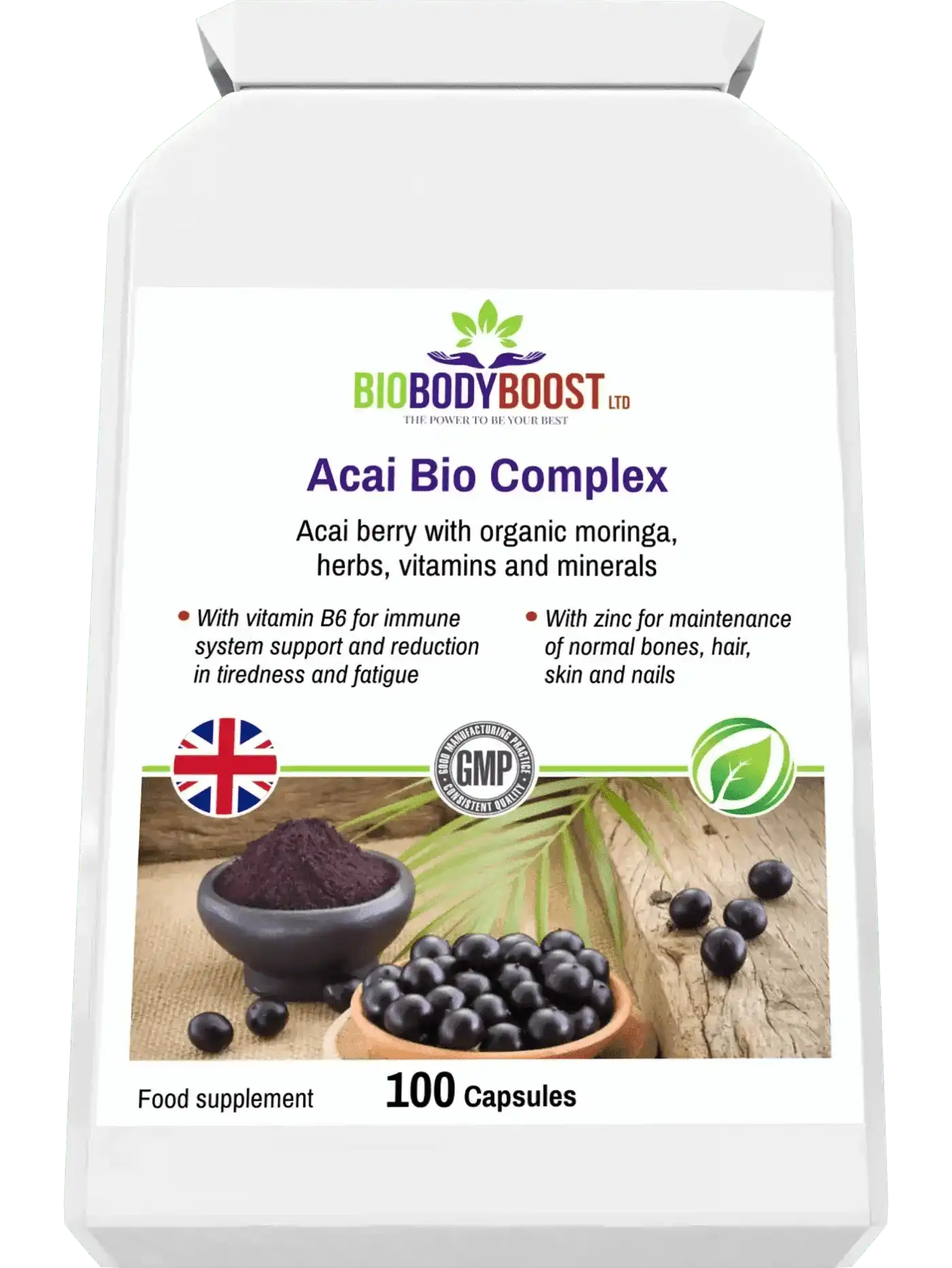 BioBodyBoost Herbal Supplement Acai Bio Complex – 60‑Caps Acai Berry Immunity & Energy Supplement