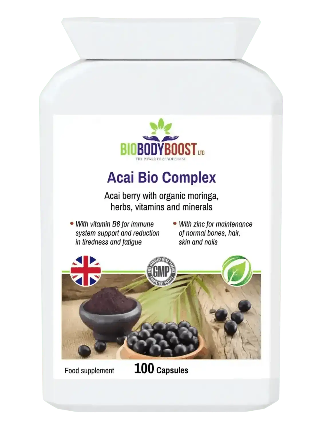 BioBodyBoost Herbal Supplement Acai Bio Complex – 60‑Caps Acai Berry Immunity & Energy Supplement