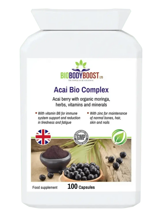 BioBodyBoost Herbal Supplement Acai Bio Complex – 60‑Caps Acai Berry Immunity & Energy Supplement