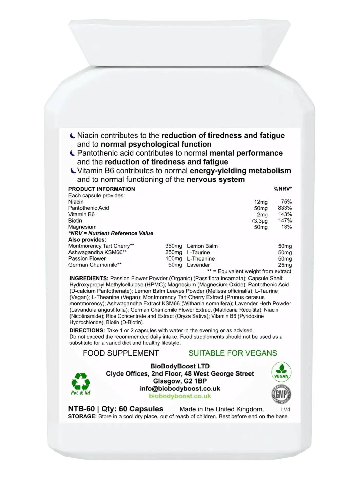 BioBodyBoost Herbal Supplements BioSnooze - Night Time Herbal Sleep Aid