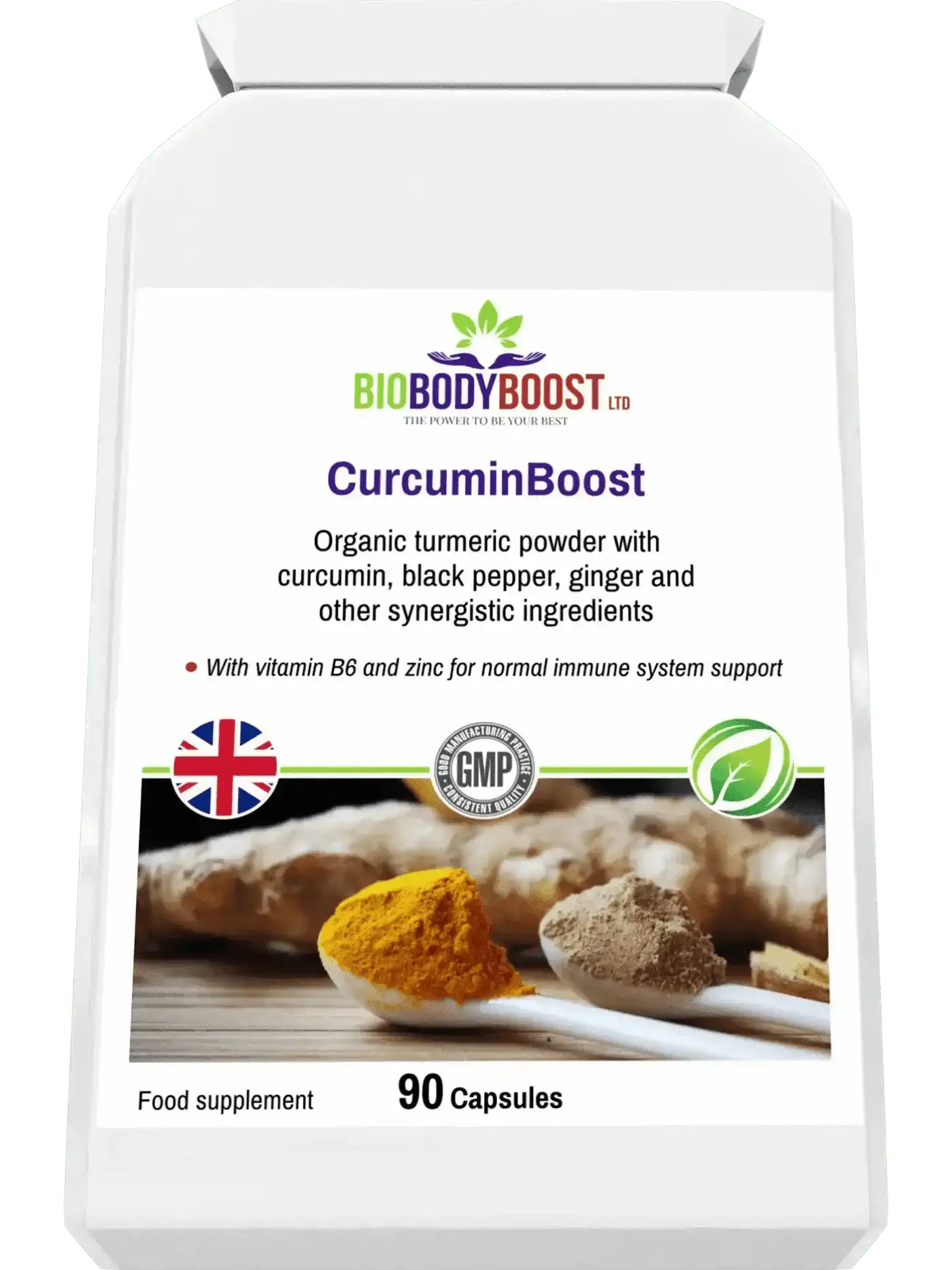 BioBodyBoost Herbal Supplements CurcuminBoost Organic Turmeric Curcumin Capsules - 90 Count