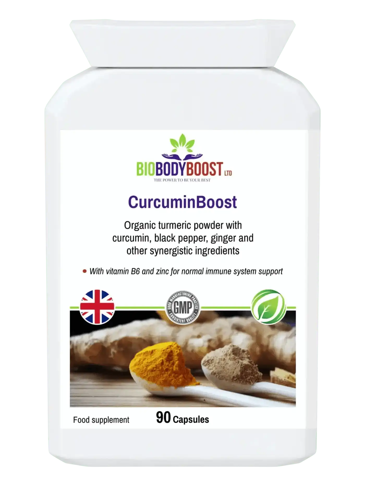 BioBodyBoost Herbal Supplements CurcuminBoost Organic Turmeric Curcumin Capsules - 90 Count