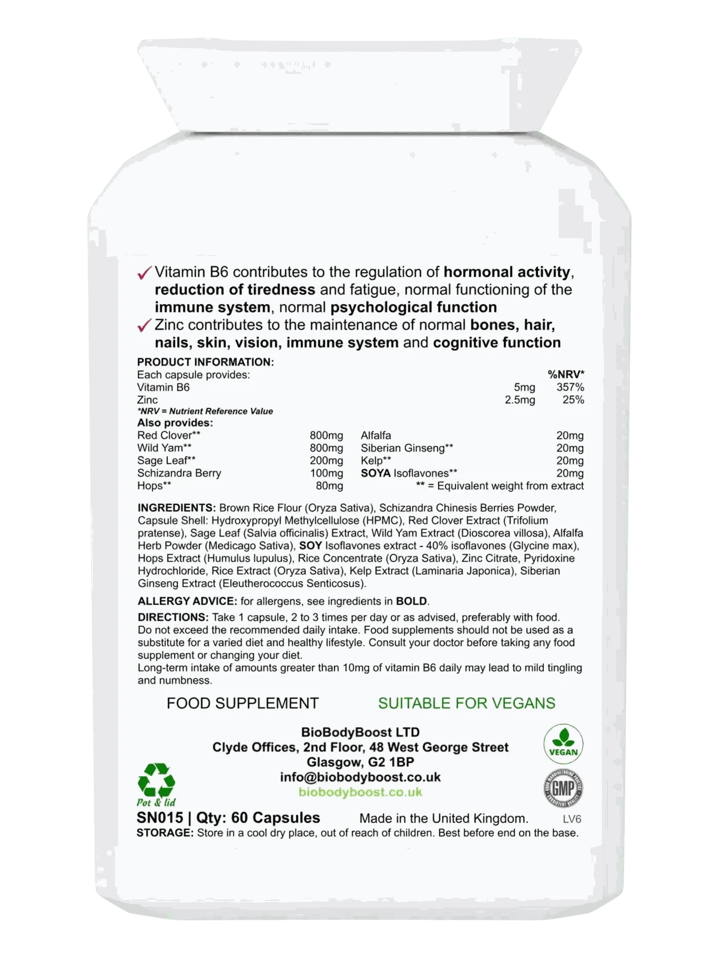 BioBodyBoost Menopause Supplements BioFem - Herbal Menopause Supplement