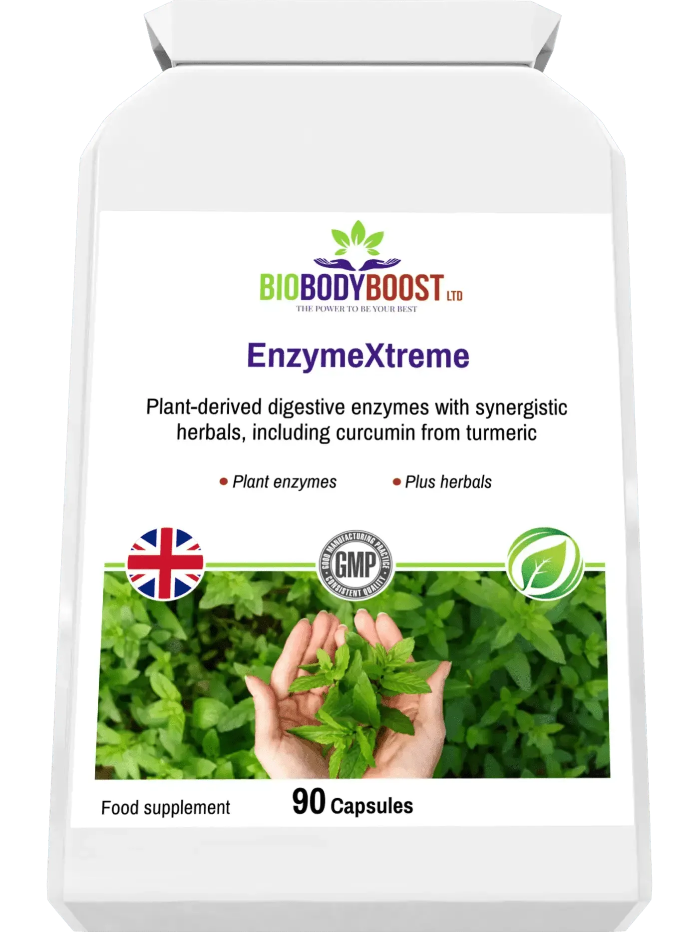 BioBodyBoost EnzymeXtreme Plant Derived Digestive Enzymes with Curcumin and Herbal Ingredients in 90 Capsules