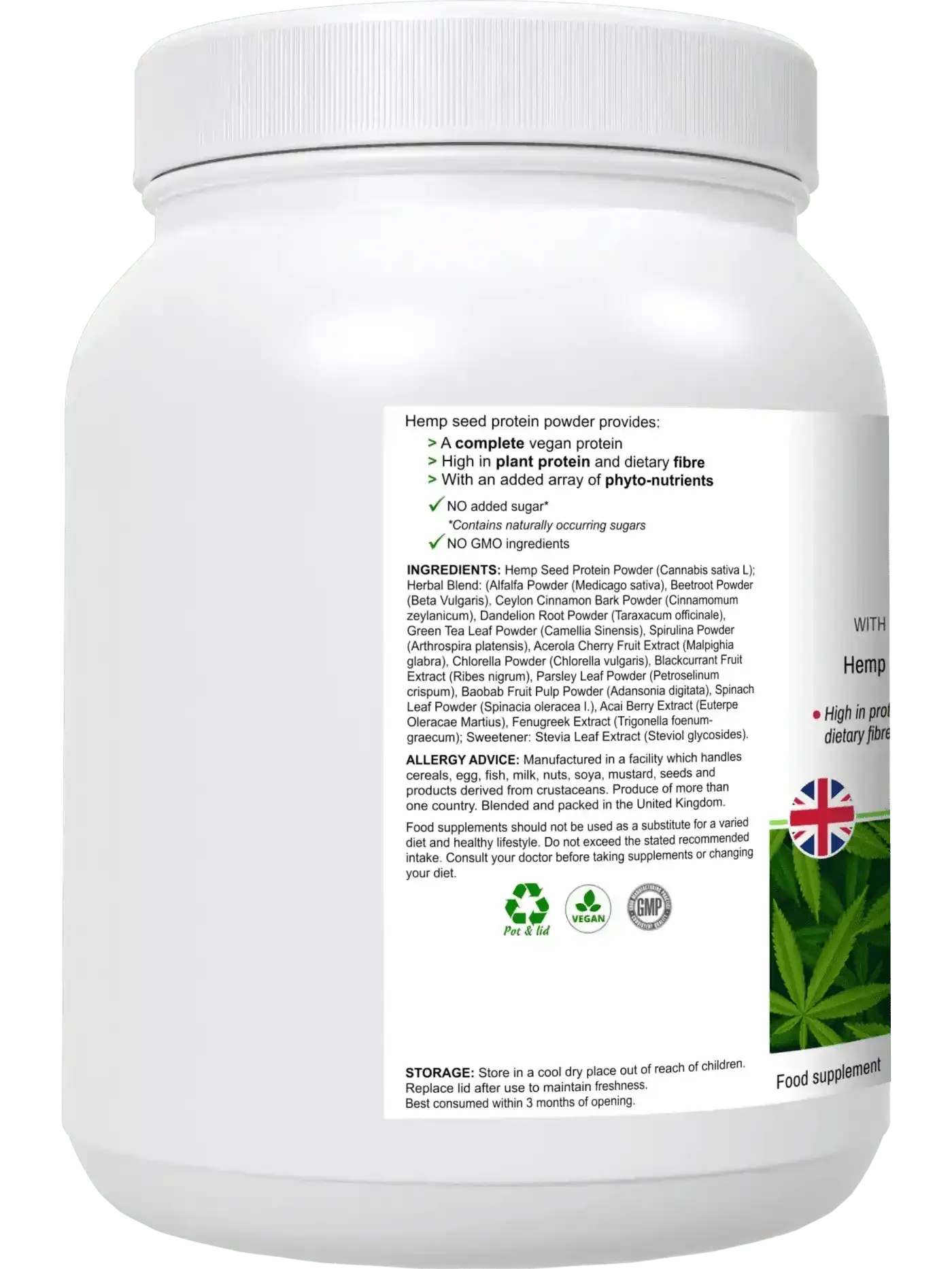 BioBodyBoost Protein Powders HyperHemp Vegan Hemp Protein Powder – 500 g | Plant‑Based, High Protein, UK‑Made