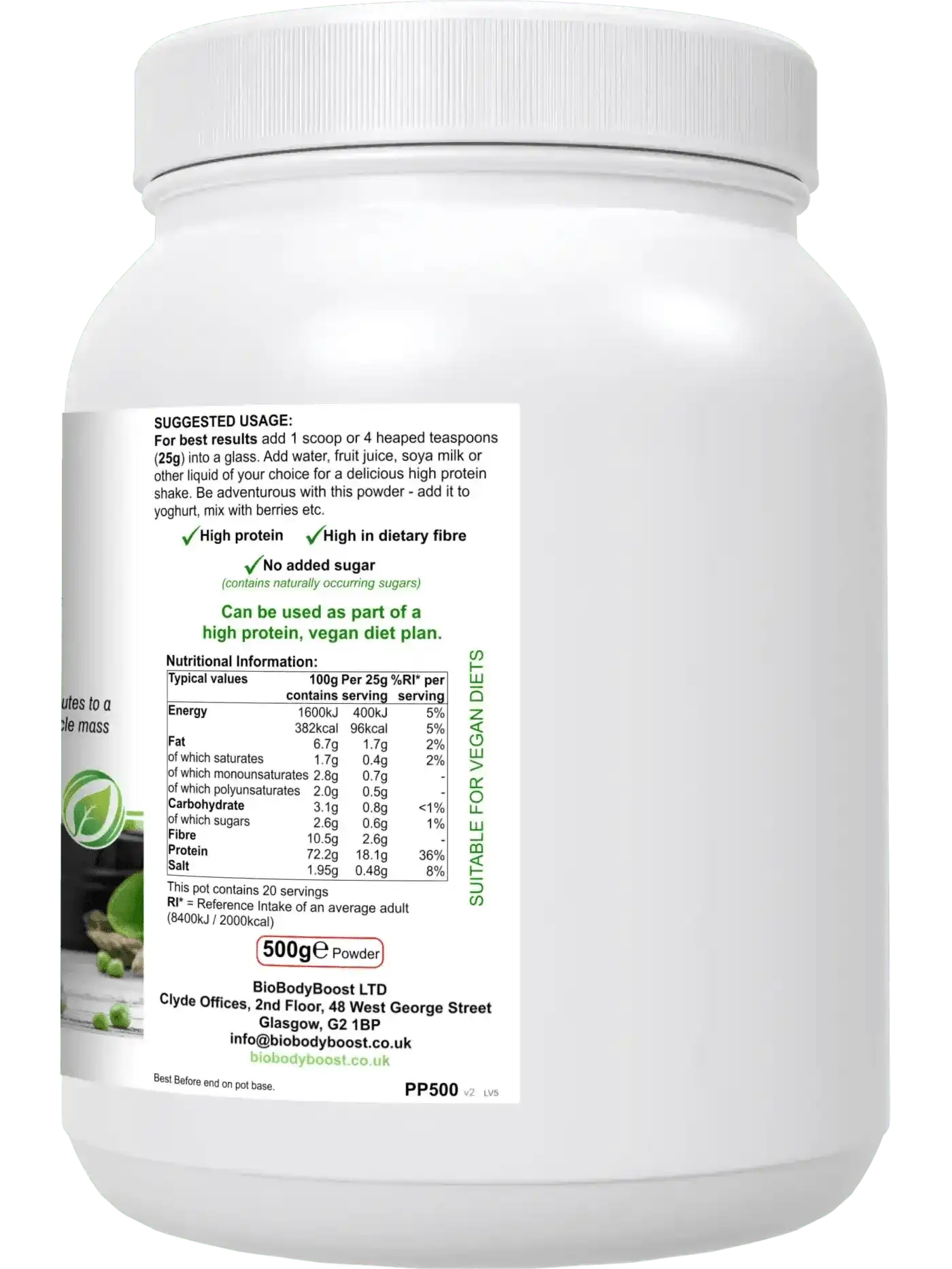 BioBodyBoost Protein Powders PeaPro - High Protein Vegan Pea Protein Powder