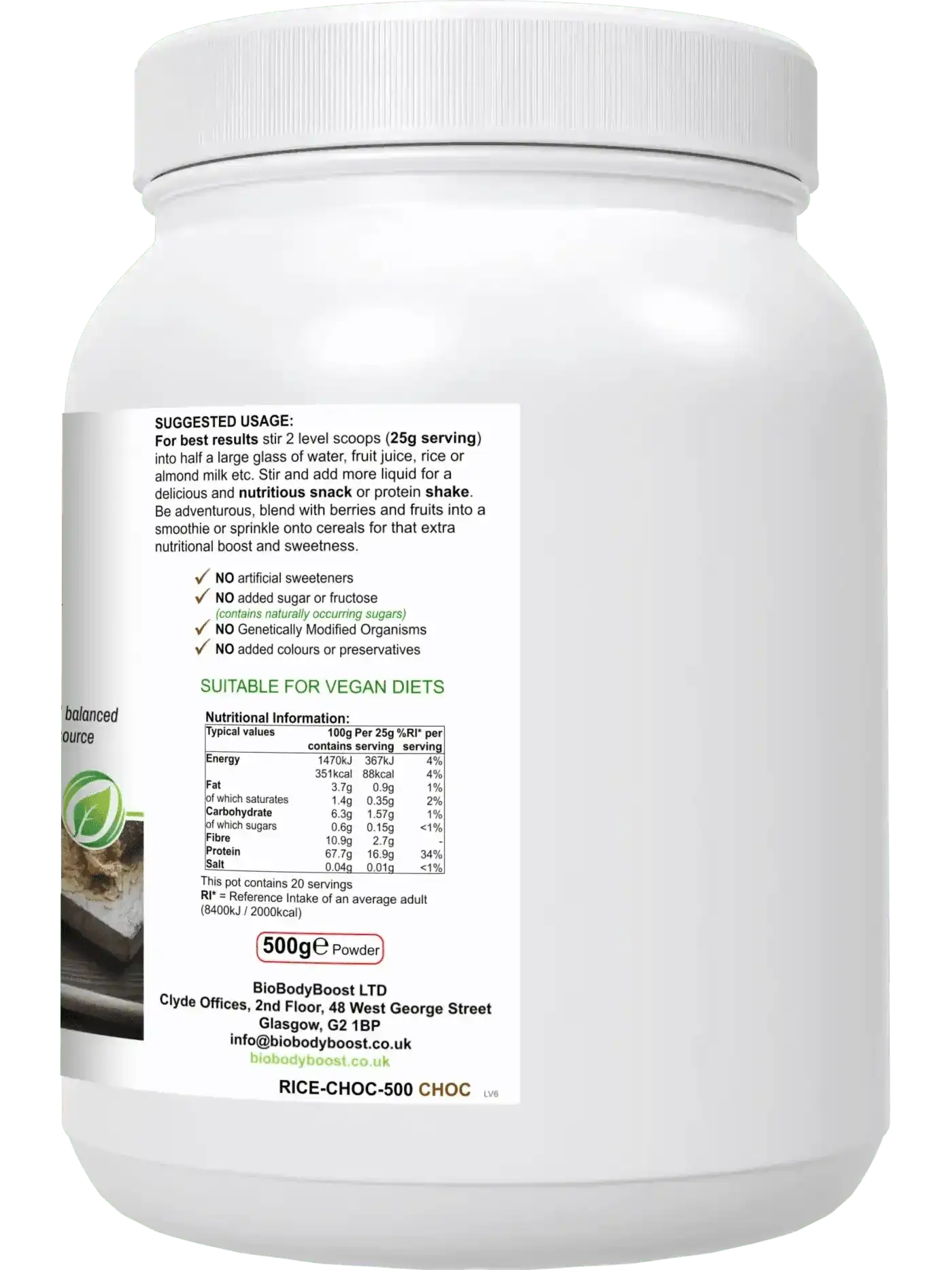 BioBodyBoost Protein Powders RicePro - Rice Protein Powder Blend