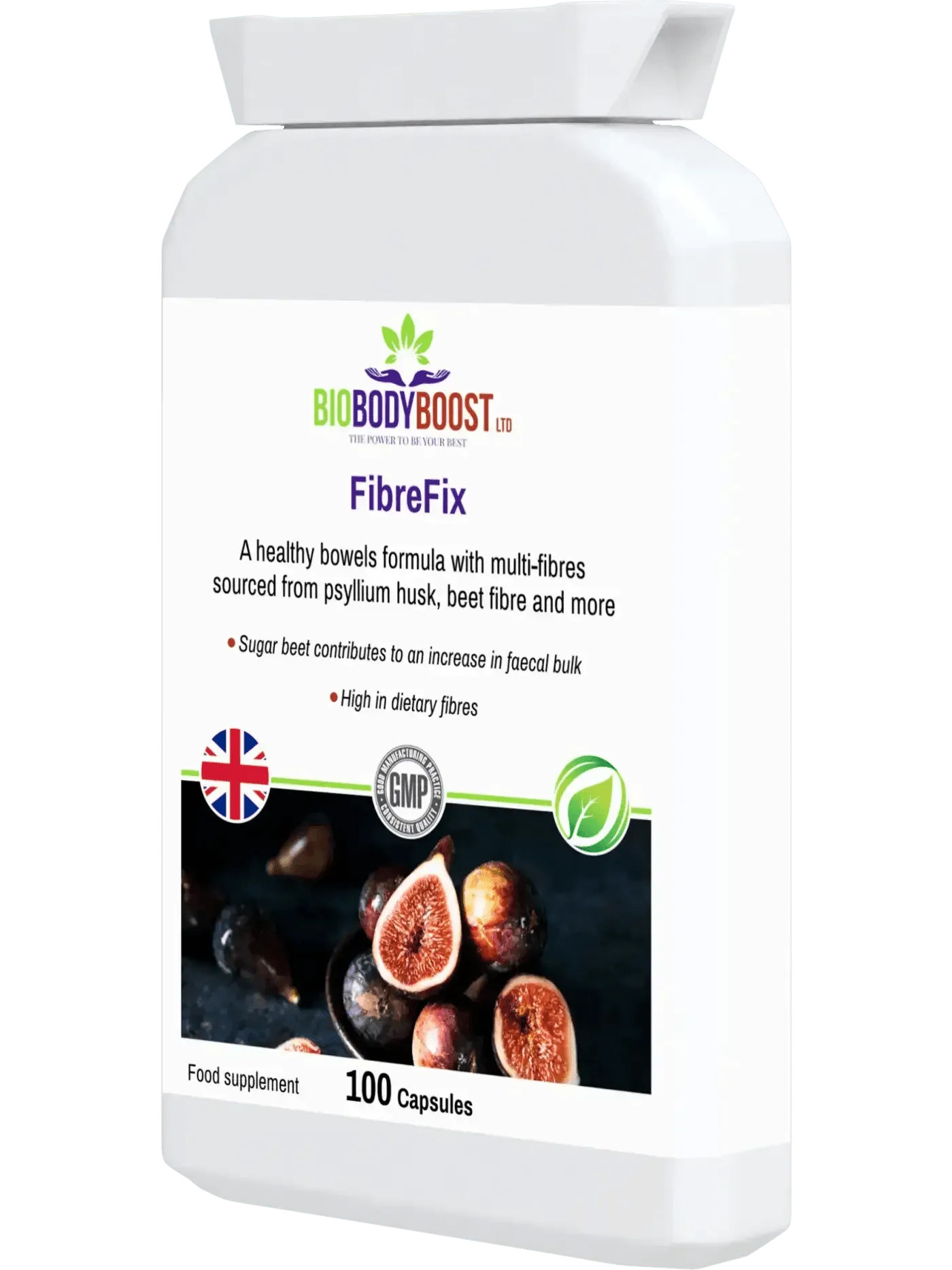 BioBodyBoost FibreFix Food Supplement in Capsule Form with Psyllium Husk Dietary Fibre for Healthy Bowels