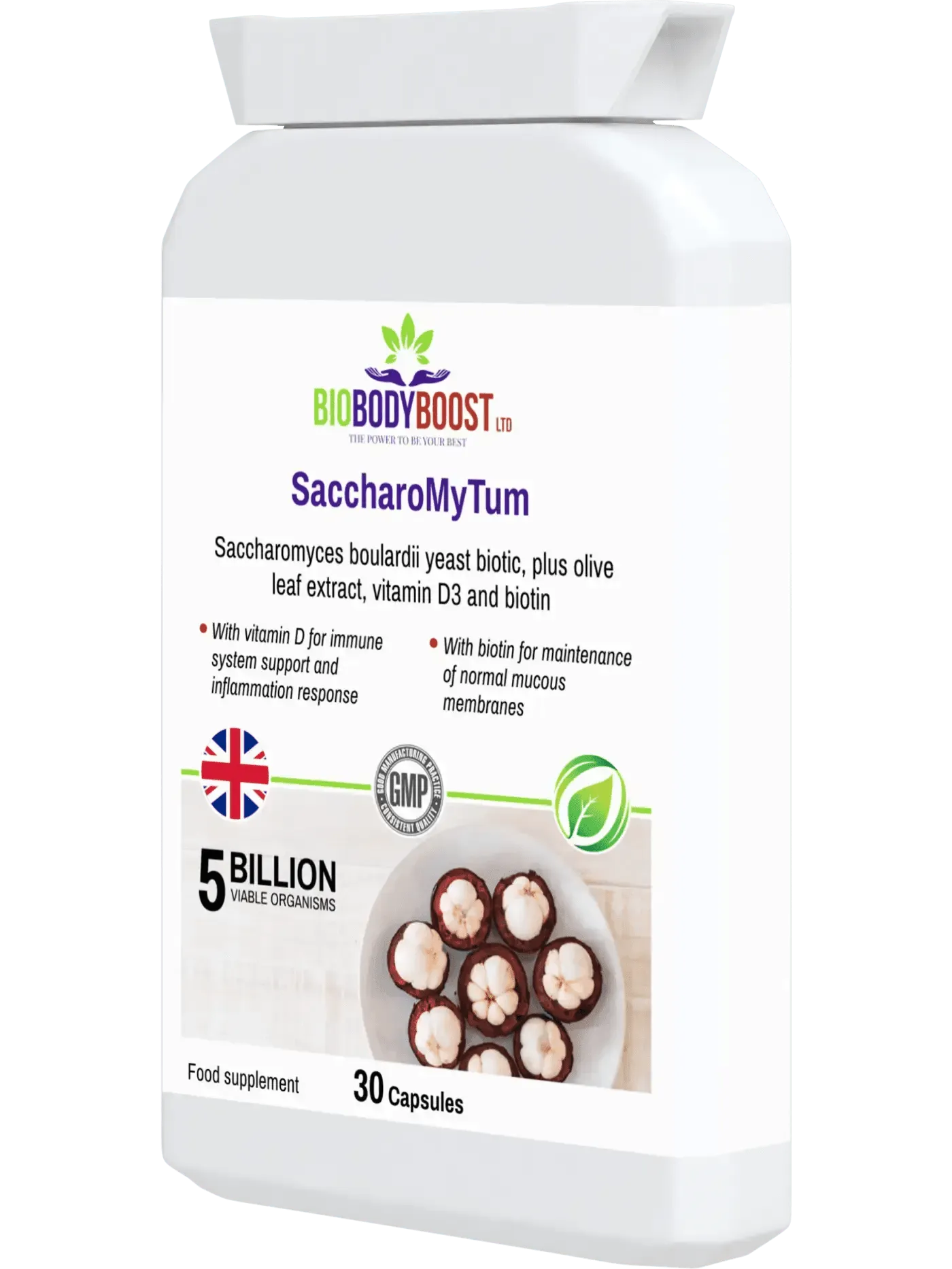 BioBodyBoost SaccharoMyTum Digestive Supplements with Saccharomyces Boulardii for gut health and immune support