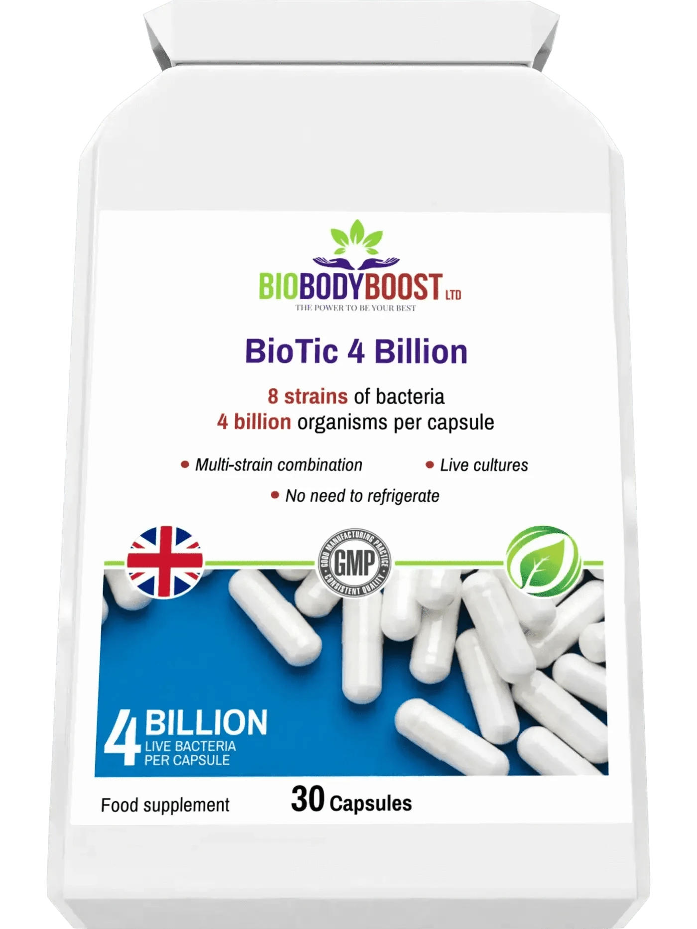 BioBodyBoost Vitamins & Supplements BioTic 4 Billion - Multi-Strain Probiotic