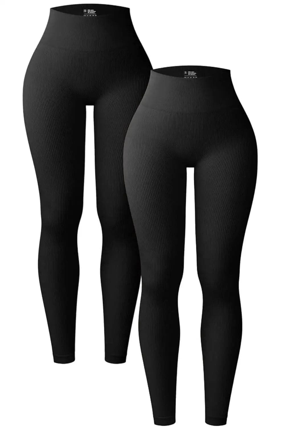 Black Ribbed Butt - lift High Waist Yoga Pants - Activewear