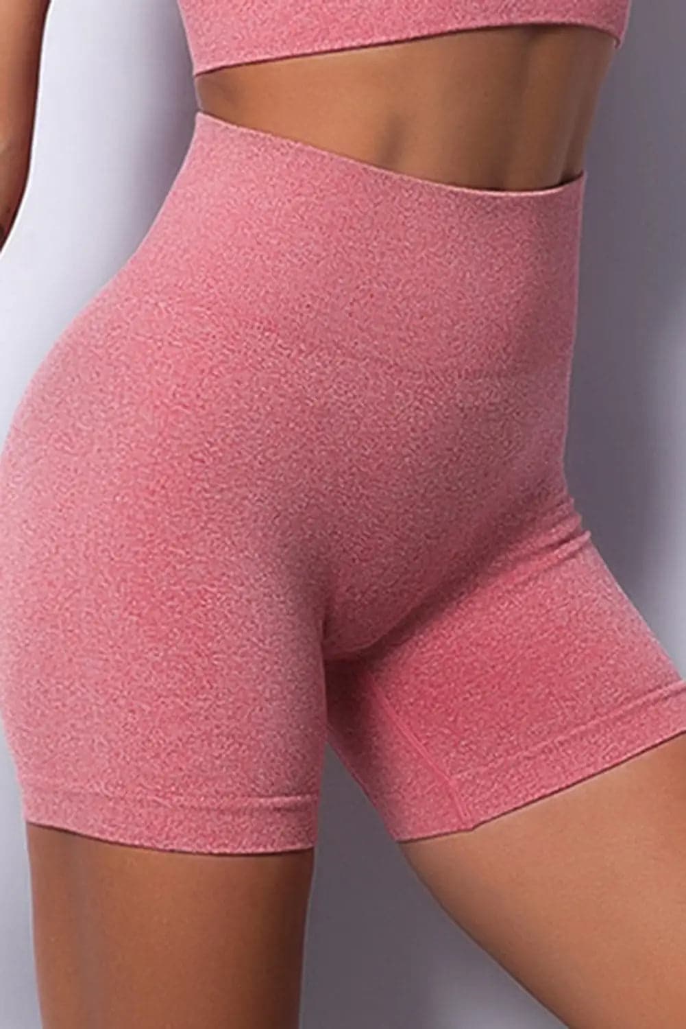 Gray - 2 Spaghetti Strap Yoga Bra and Seamless Shorts Set - Activewear