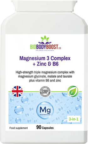 Magnesium 3 Complex — Glycinate, Malate & Taurate with Zinc & B6 (90 Caps)