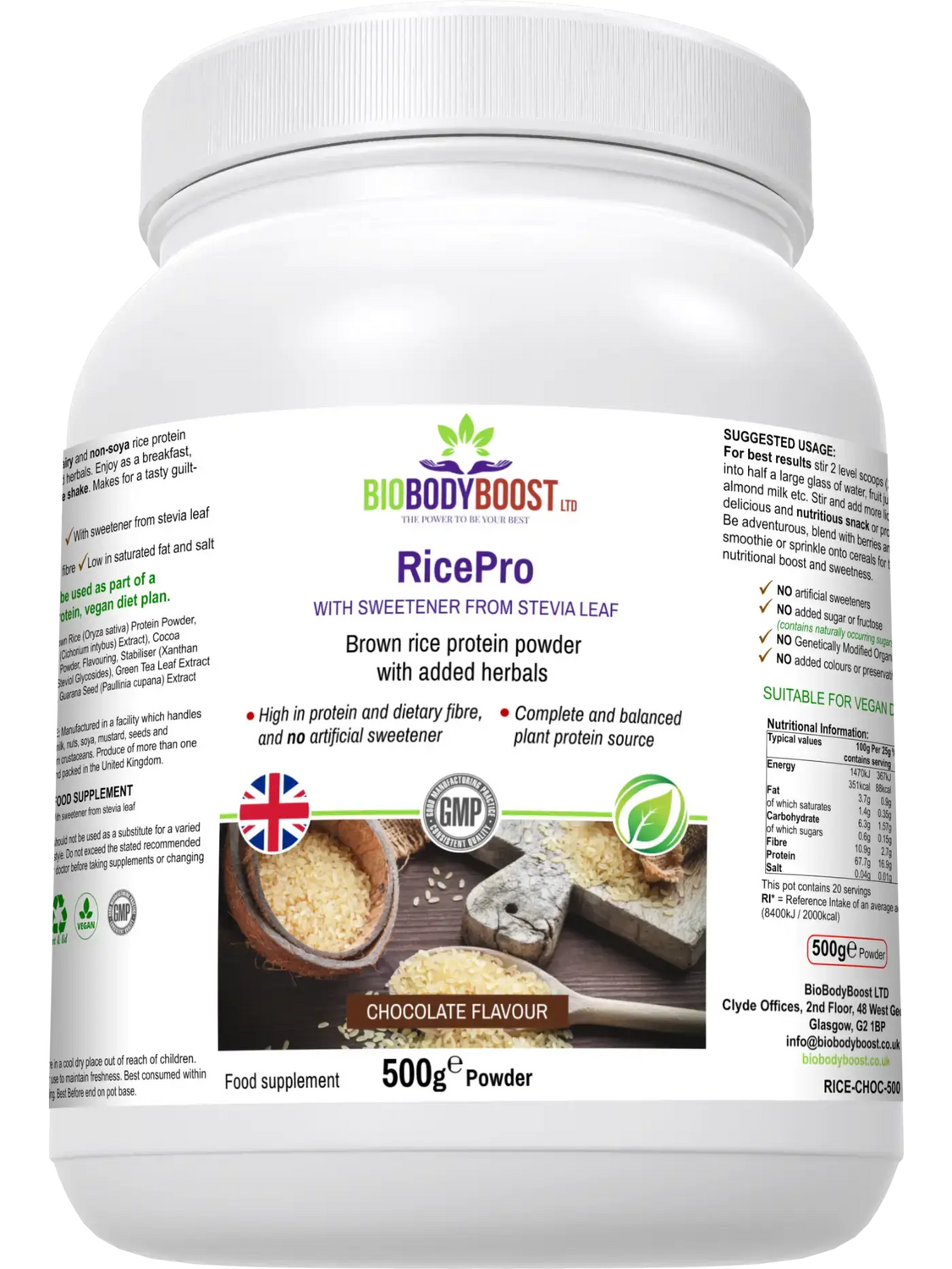 RicePro Rice Protein Powder Blend - Nutrition Drinks & Shakes brown