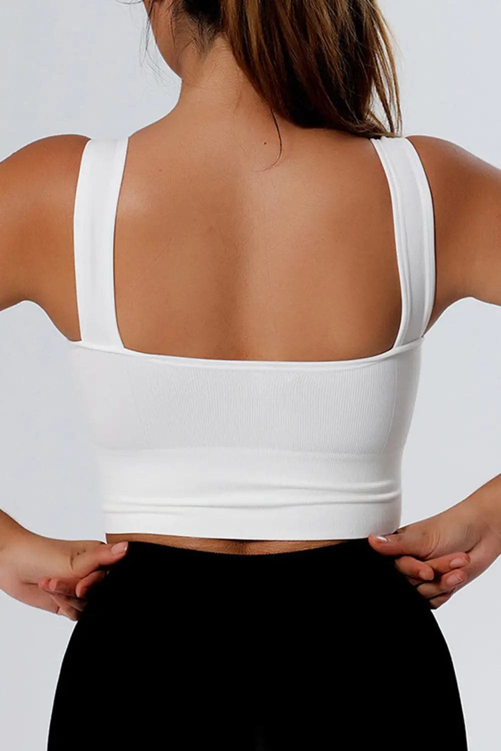 White Seamless U Neck Sleeveless Cropped Yoga Top - Activewear