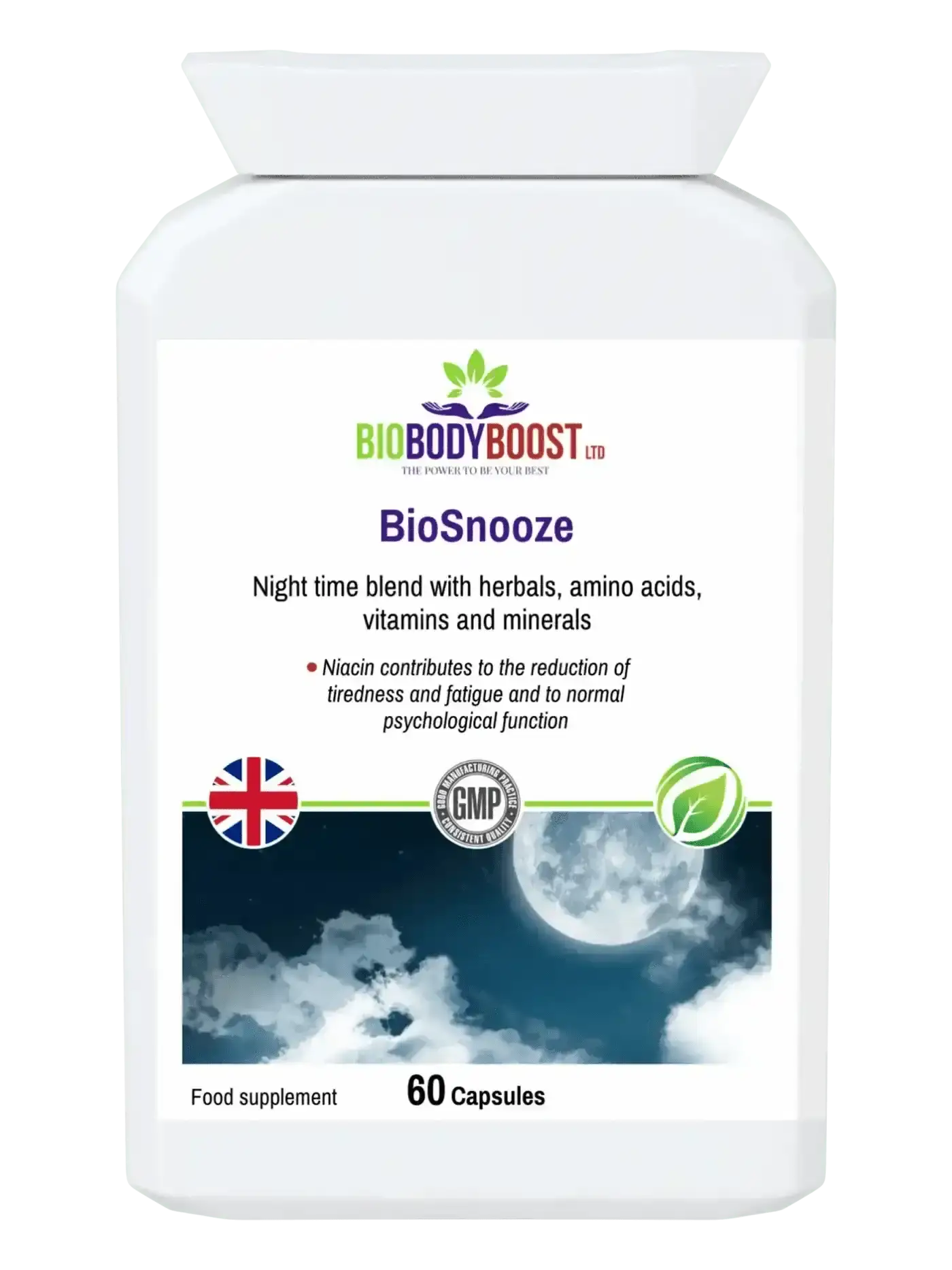 BioSnooze herbal sleep aid UK with KSM-66 ashwagandha and magnesium