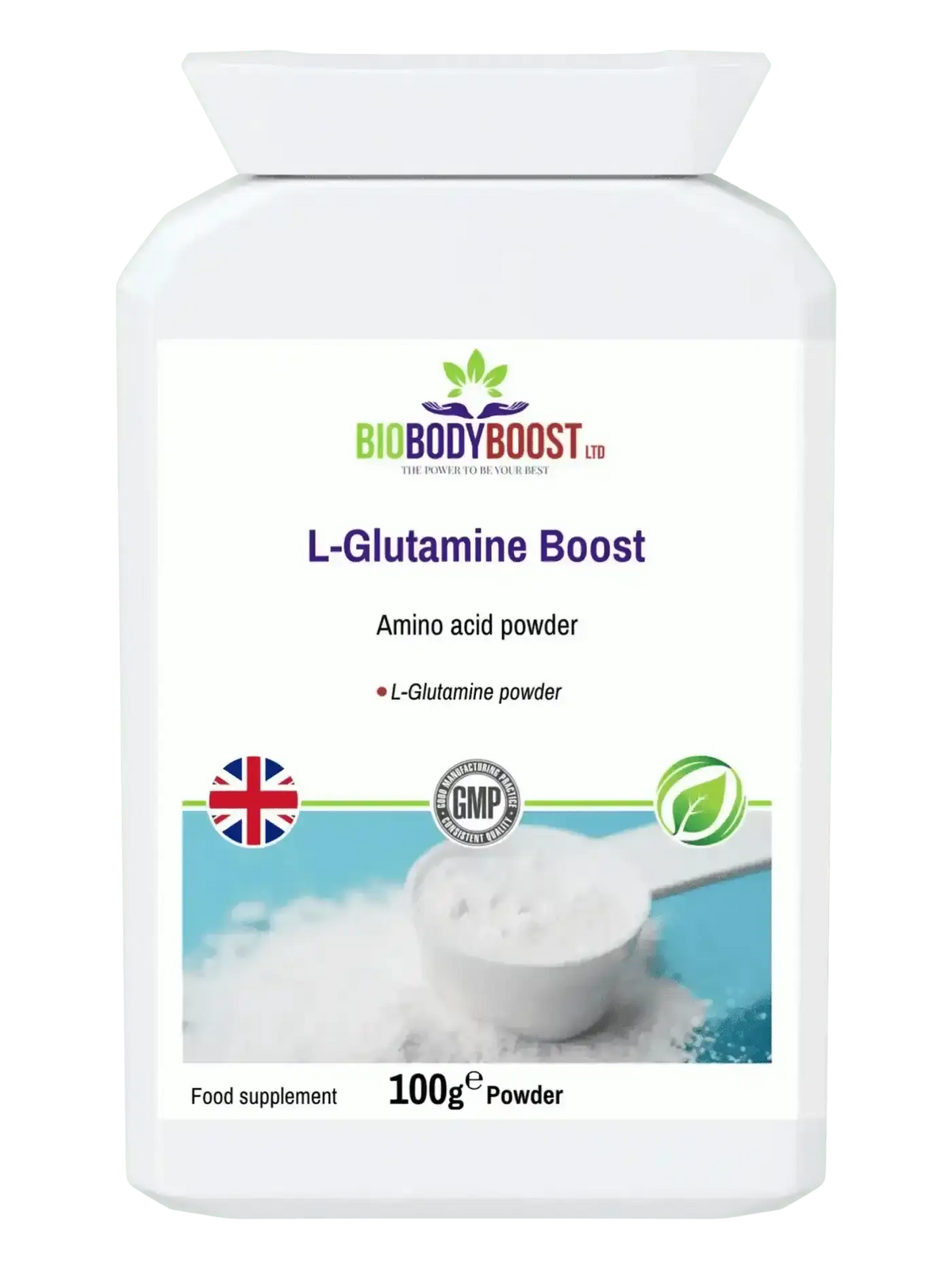 Halal vegan L-glutamine powder UK fermented from glucose – BioBodyBoost