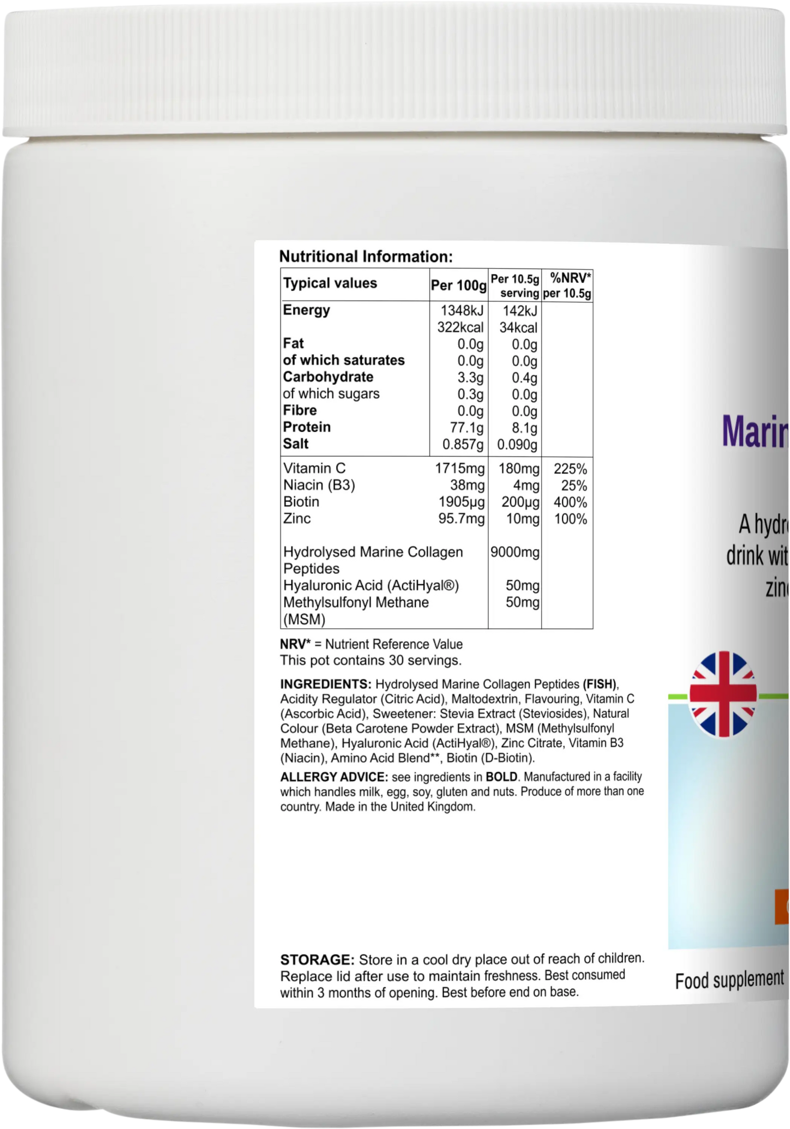 Hydrolysed marine collagen powder UK