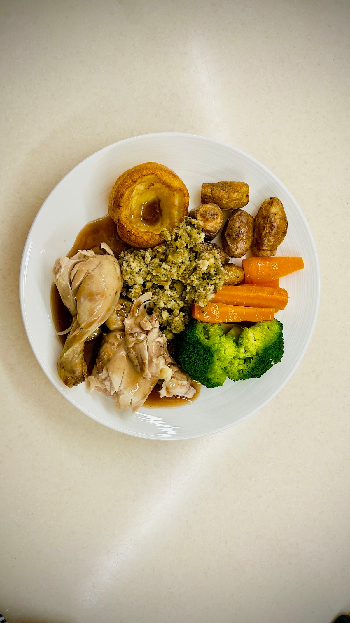A white plate topped with different types of food