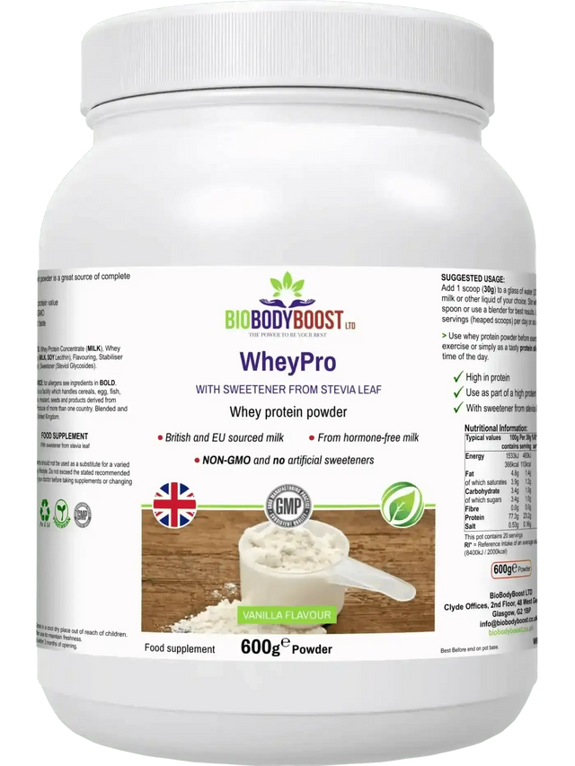 WheyPro clean vanilla whey protein powder UK halal