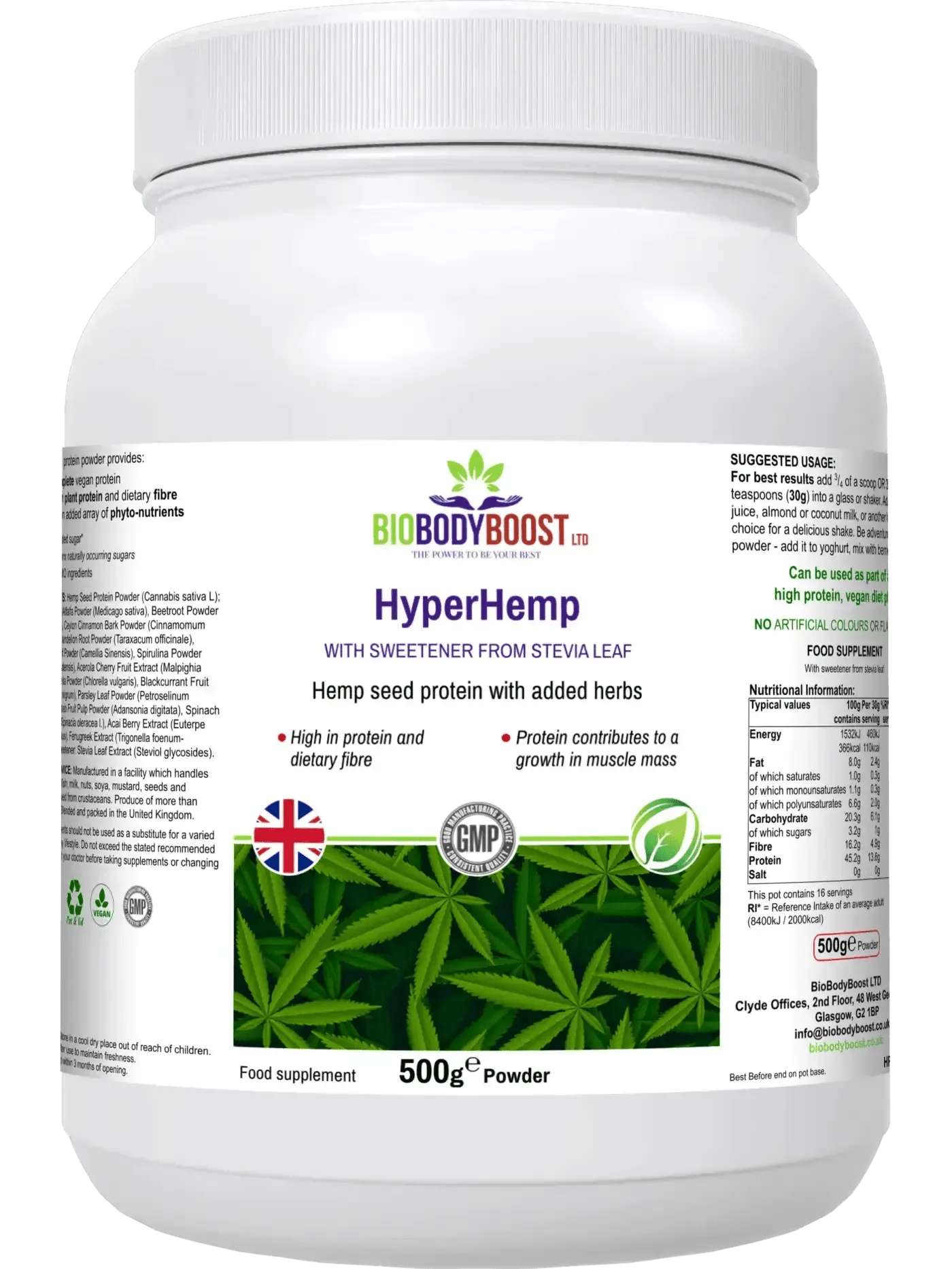 HyperHemp Premium Nutrition Shakes & Protein Powders BioBodyBoost