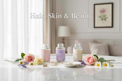 Hair, skin and beauty supplements UK — marine collagen, biotin and antioxidants by BioBodyBoost