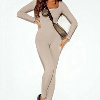 beige-ruched-square-neck-long-sleeve-sports-jumpsuit-activewear-