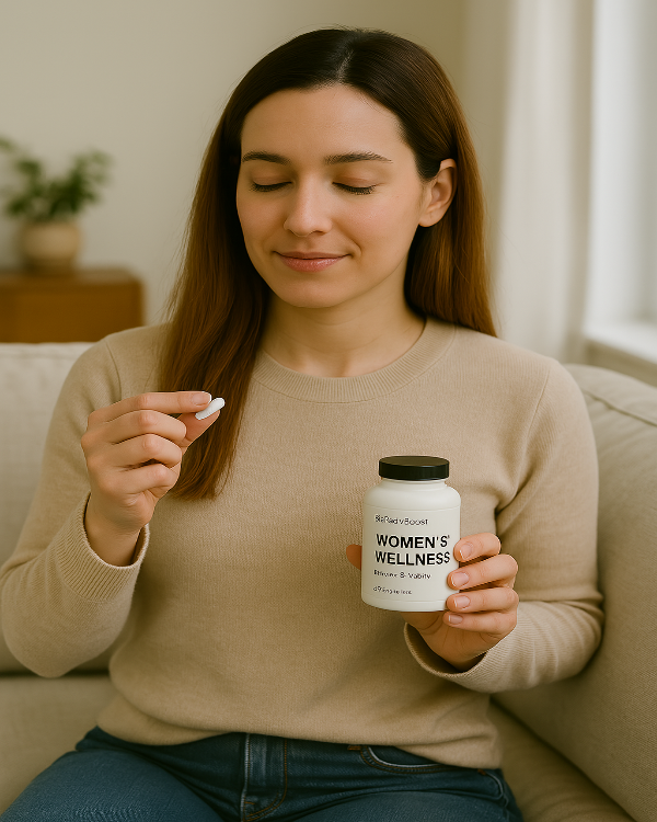 women holding a biobodyboost supplement