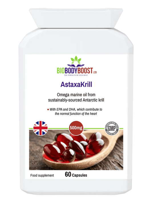 AstaxaKrill - Antarctic Krill Oil Capsules – Premium Omega-3 Supplement - BioBodyBoost