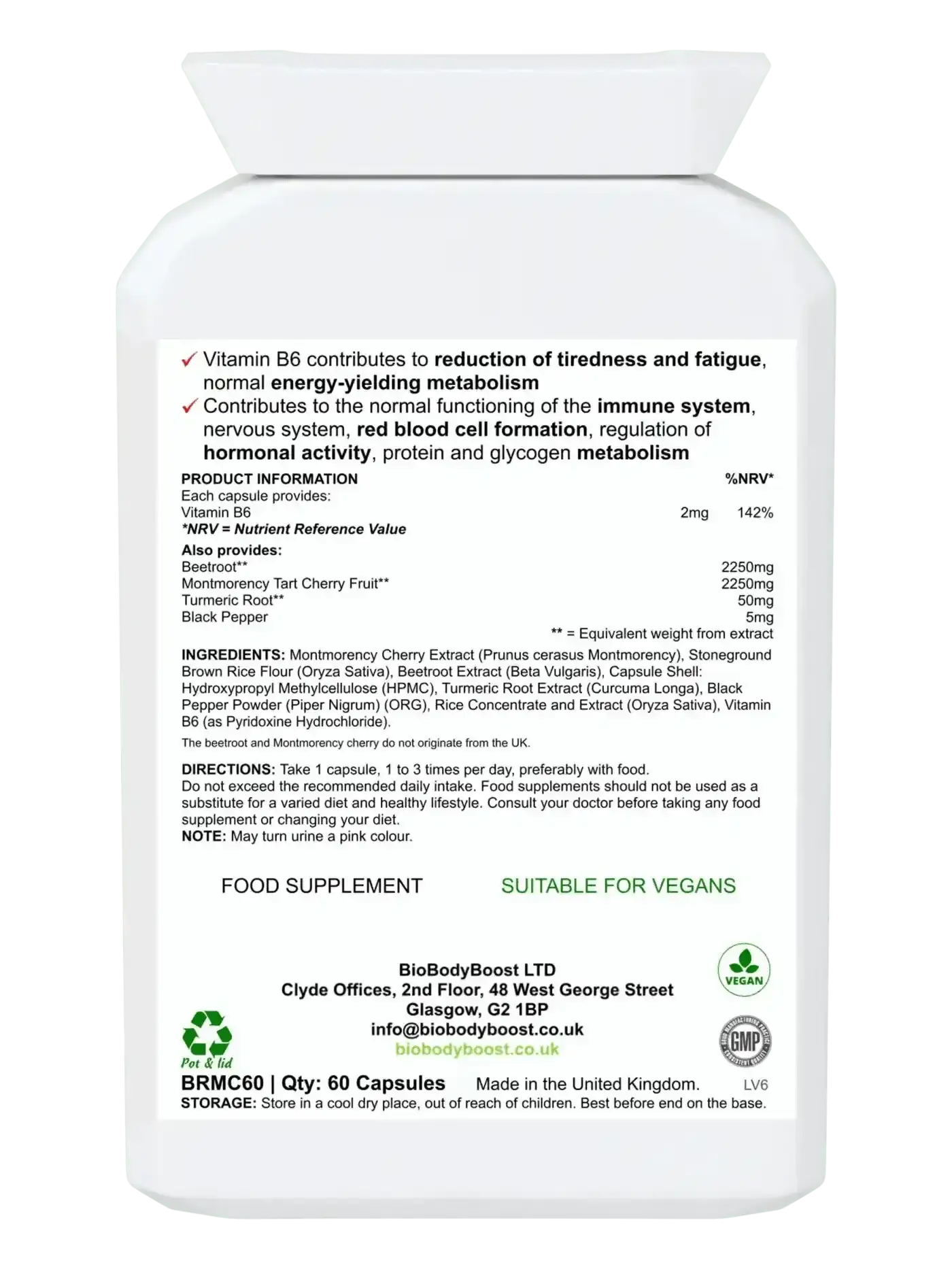 Red Punch natural beetroot extract lifestyle shot UK — BioBodyBoost antioxidant energy and cardio support supplement