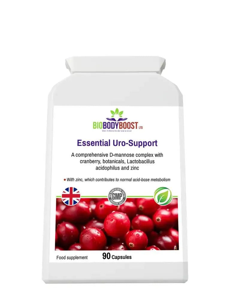 BioBodyBoost Essential Uro-Support with D-Mannose, cranberry and zinc for urinary health, 90 capsules