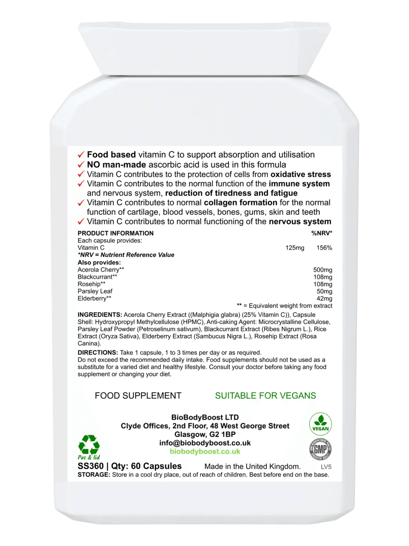 Bio-C - Non-acidic Food Form Vitamin C - BioBodyBoost