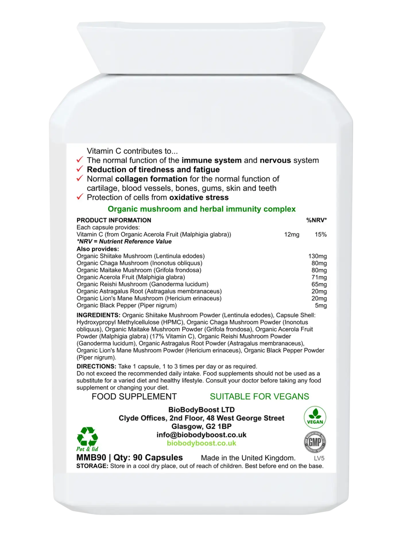 Bio Mushroom Boost Organic Immunity Blend - Premium Vitamins & Supplements from BioBodyBoost - Just £17.99! Shop now at BioBodyBoost